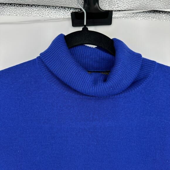 Pendleton Womens M Turtleneck Wool Sweater Blue Slim Fit 70s Style Preppy - Picture 3 of 10